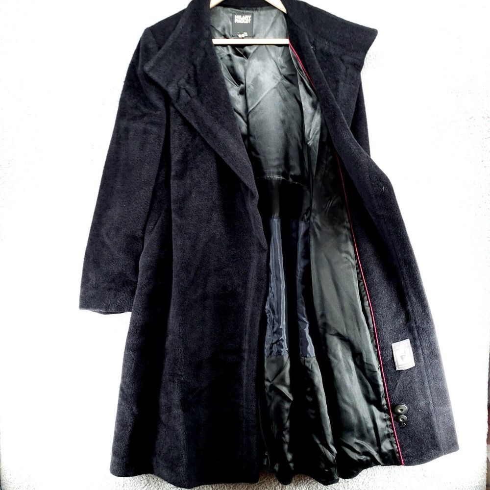 Hilary Radley Womens 6 Black Alpaca Wool Blend‎ Coat Overcoat Lined Peru